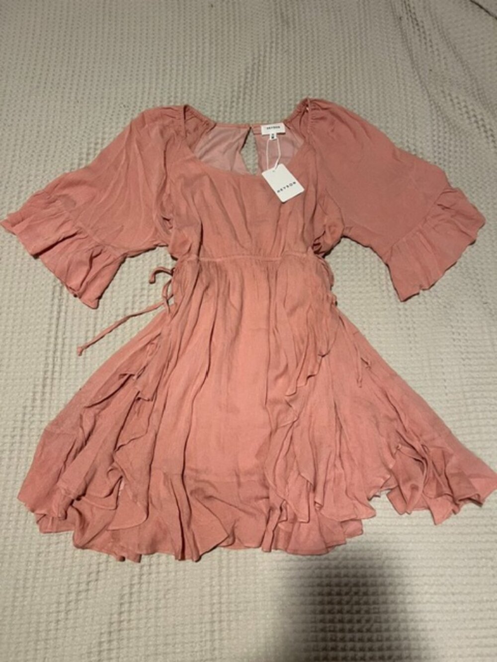 NWT Heyson Ruffle Mini Dress in Dusty Rose/Clay